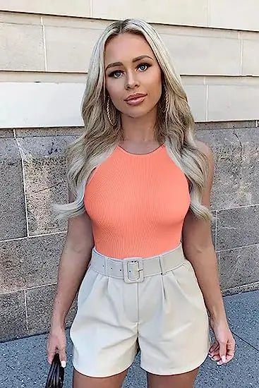 Sleeveless Tight Bodysuit Slim - fit One - piece Vest Solid Crotch Top - Zeprah