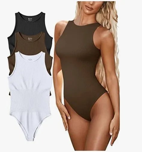 Sleeveless Tight Bodysuit Slim - fit One - piece Vest Solid Crotch Top - Zeprah