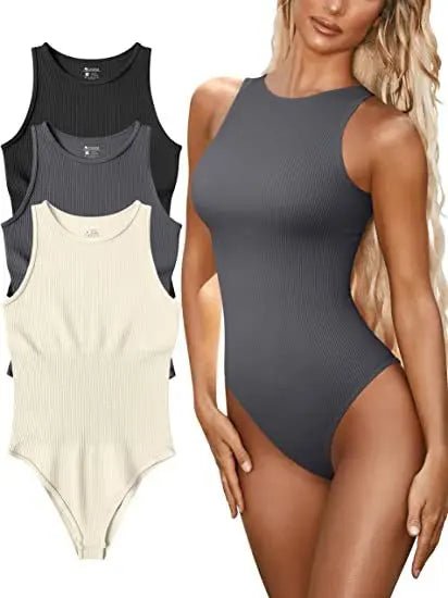 Sleeveless Tight Bodysuit Slim - fit One - piece Vest Solid Crotch Top - Zeprah