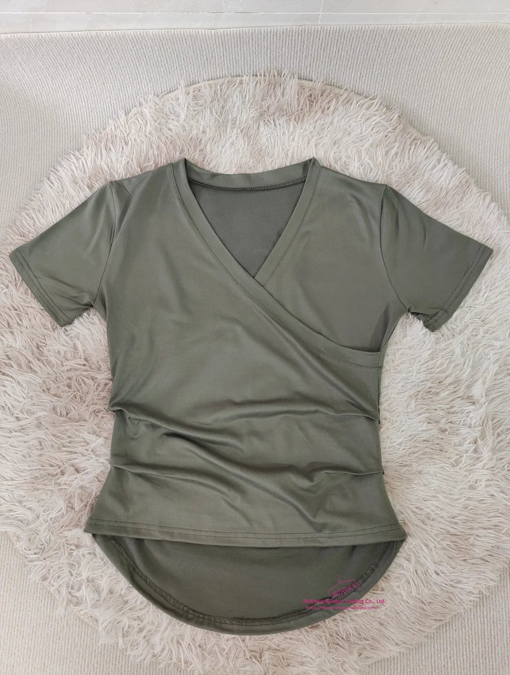 Slim - fit Graphic Tee Crossed V - neck Tops for Women Simple T-shirt for Women - Zeprah