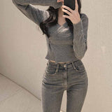 Slim - Fit Long Sleeve Base Layer Sweater - Women’s V - Neck Short Knit Cardigan - Zeprah