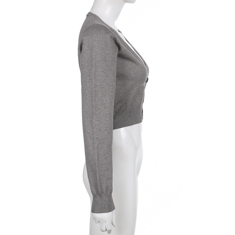 Slim - Fit Long Sleeve Base Layer Sweater - Women’s V - Neck Short Knit Cardigan - Zeprah