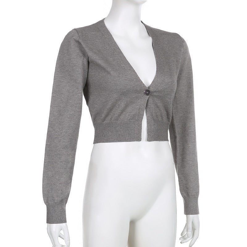 Slim - Fit Long Sleeve Base Layer Sweater - Women’s V - Neck Short Knit Cardigan - Zeprah