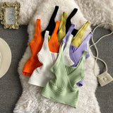 Slim - fit tank Top Knitted Camisole Spaghetti Strap Going Out Tops - Zeprah