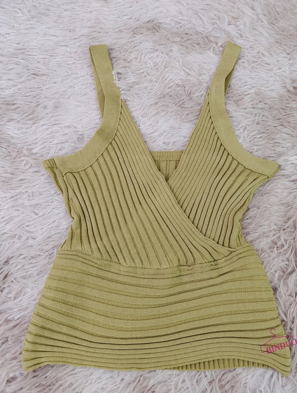 Slim - fit tank Top Knitted Camisole Spaghetti Strap Going Out Tops - Zeprah