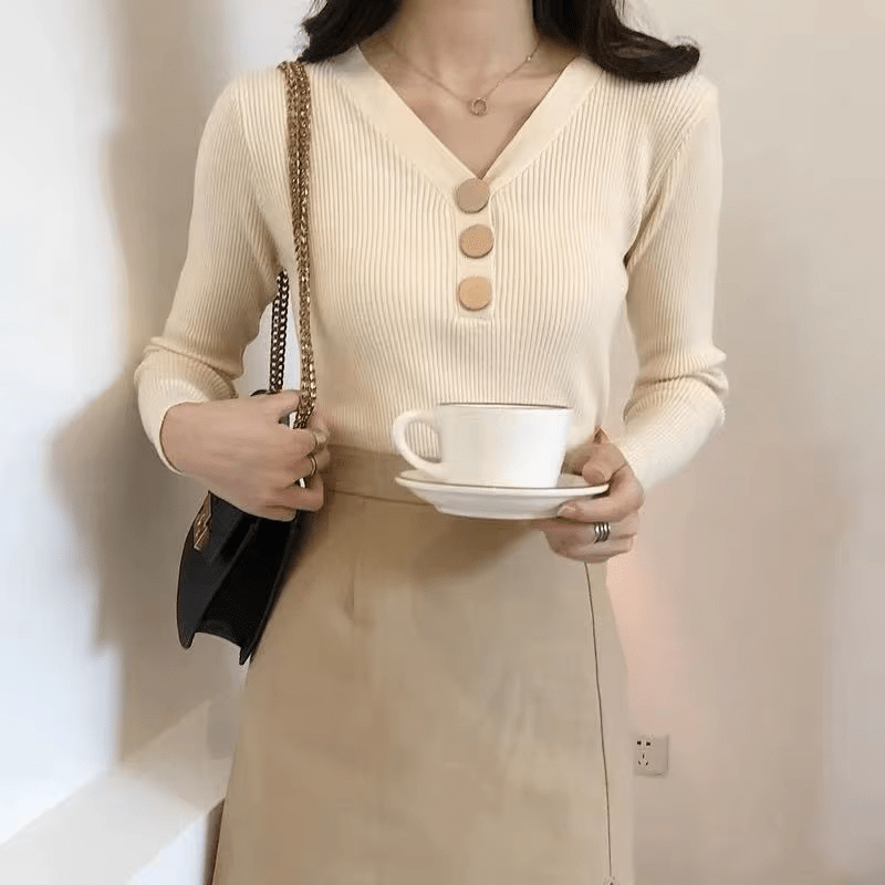 Slim - Fit V - Neck Long Sleeve Crop Top | Quick Dry Jersey Tee - Zeprah