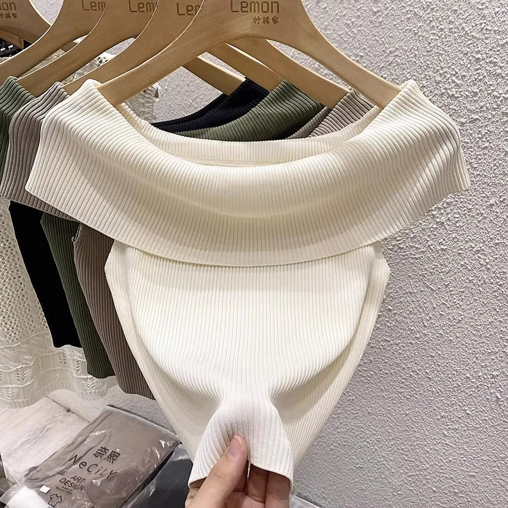 Slim - fit Women's Clothing Classic Going Out Tops Solid Straight Shoulder Short Sleeve Top - Zeprah