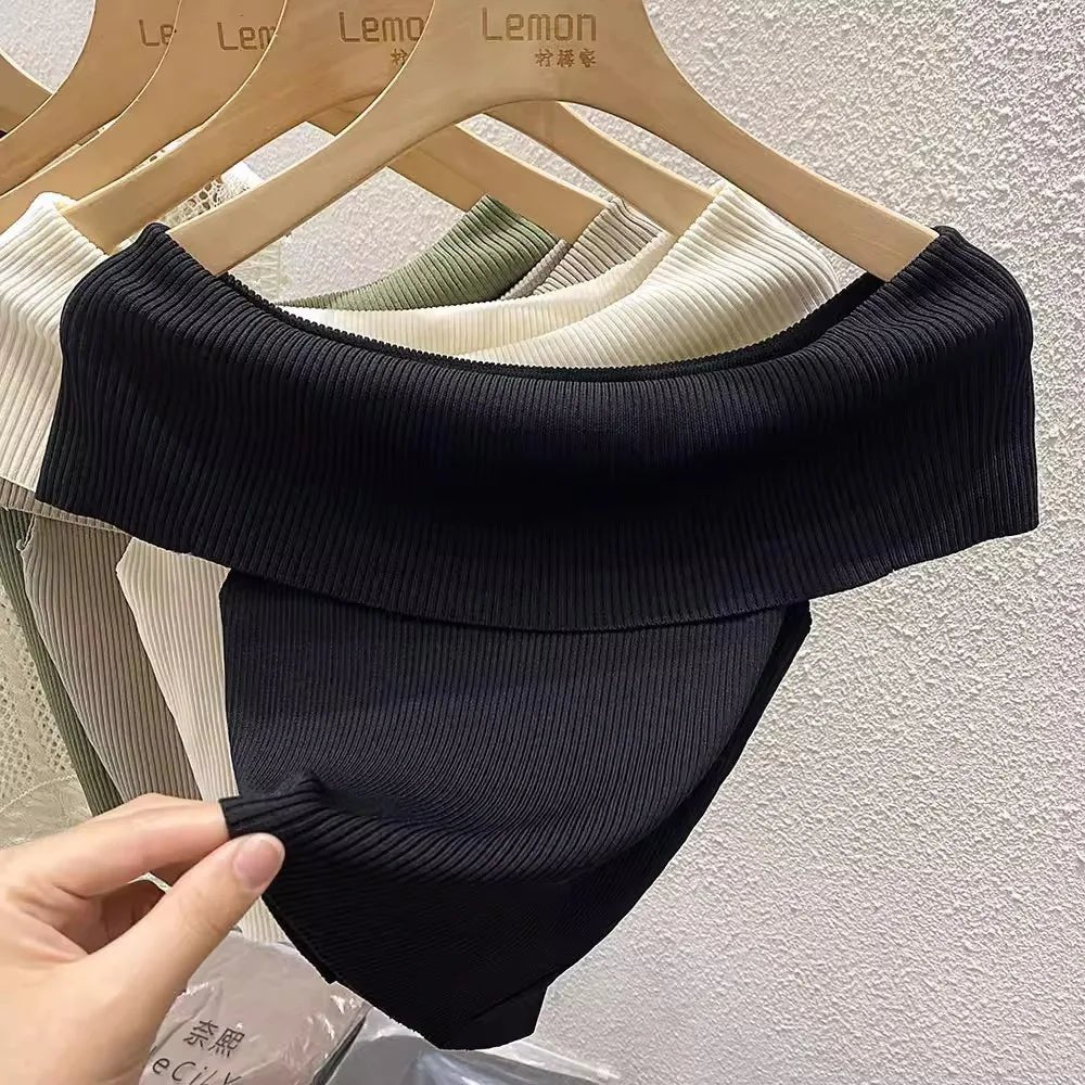 Slim - fit Women's Clothing Classic Going Out Tops Solid Straight Shoulder Short Sleeve Top - Zeprah