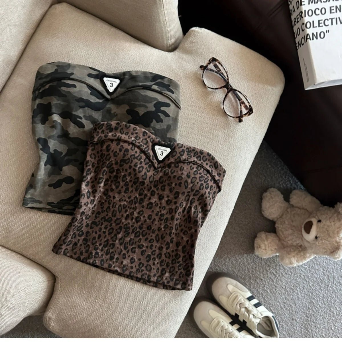 Slimming Vintage Design Tie - Dye New Style Top Hot Girl Slim - fit Niche Leopard Print Vest Top for Women - Zeprah