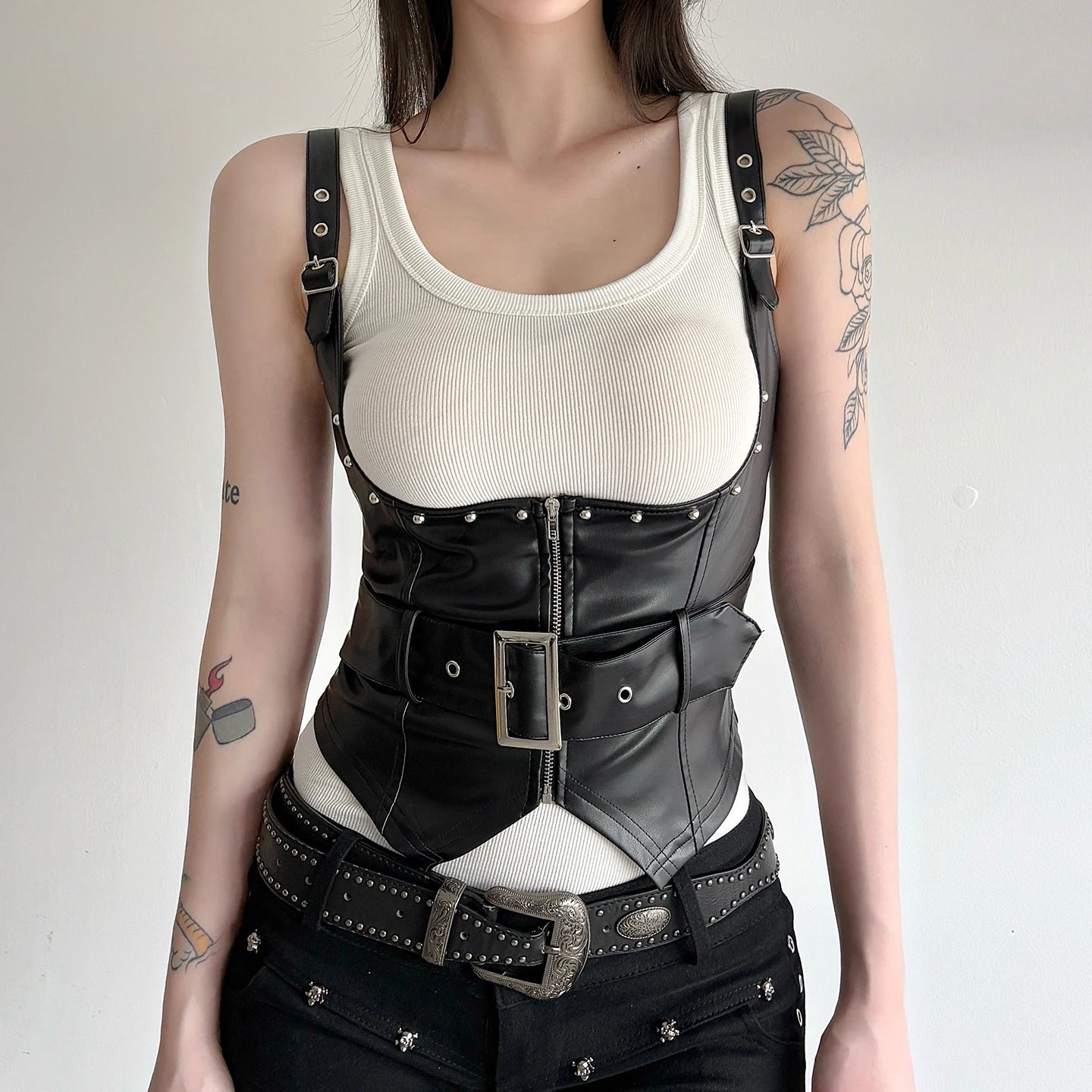 Slimming Windproof Eco - Friendly Corset Vest Sexy Zipper Cincher Outerwear for Women Dark Gothic Punk Polyester Wadding - Zeprah