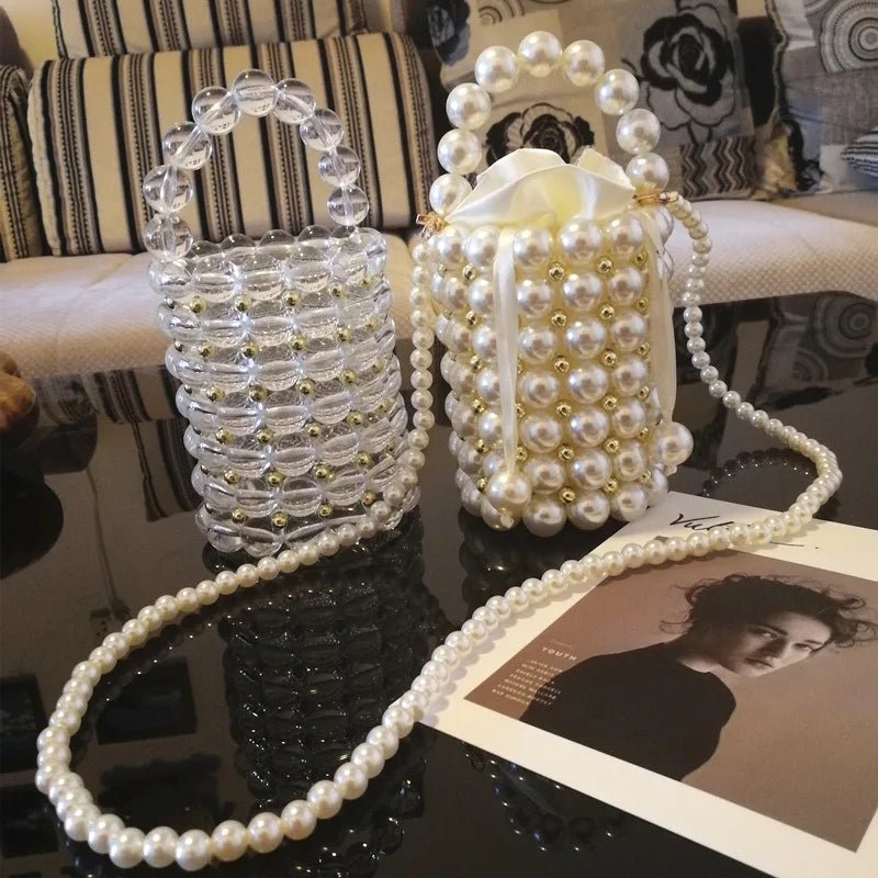 Small Group Foreign Style Dinner Package Summer Small Fresh fairy String Pearl Big Pearl Bucket Bag Girl - Zeprah