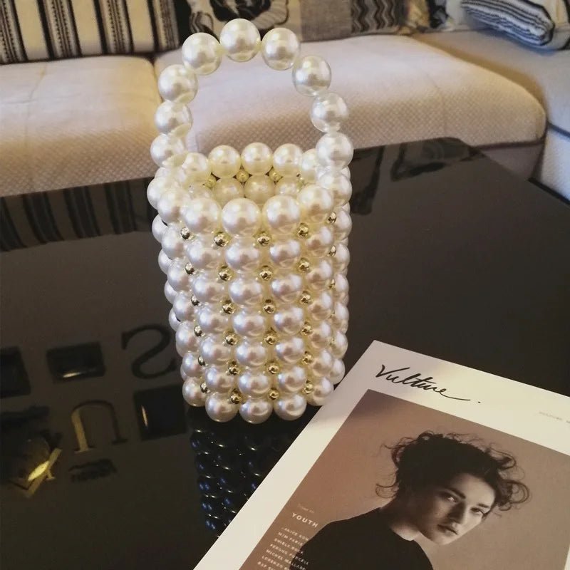 Small Group Foreign Style Dinner Package Summer Small Fresh fairy String Pearl Big Pearl Bucket Bag Girl - Zeprah