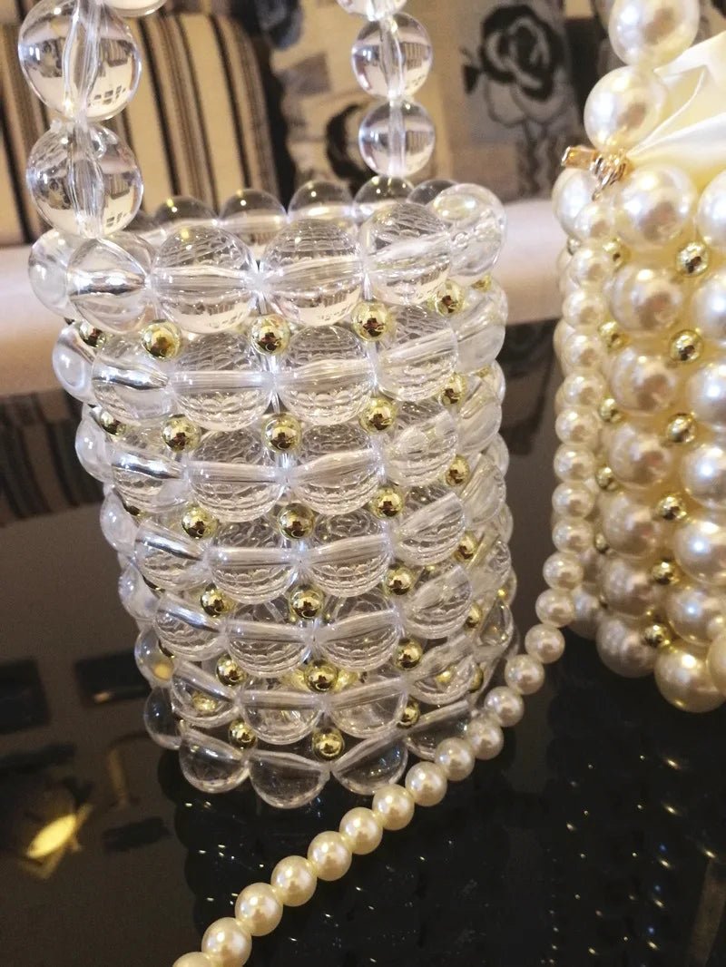 Small Group Foreign Style Dinner Package Summer Small Fresh fairy String Pearl Big Pearl Bucket Bag Girl - Zeprah