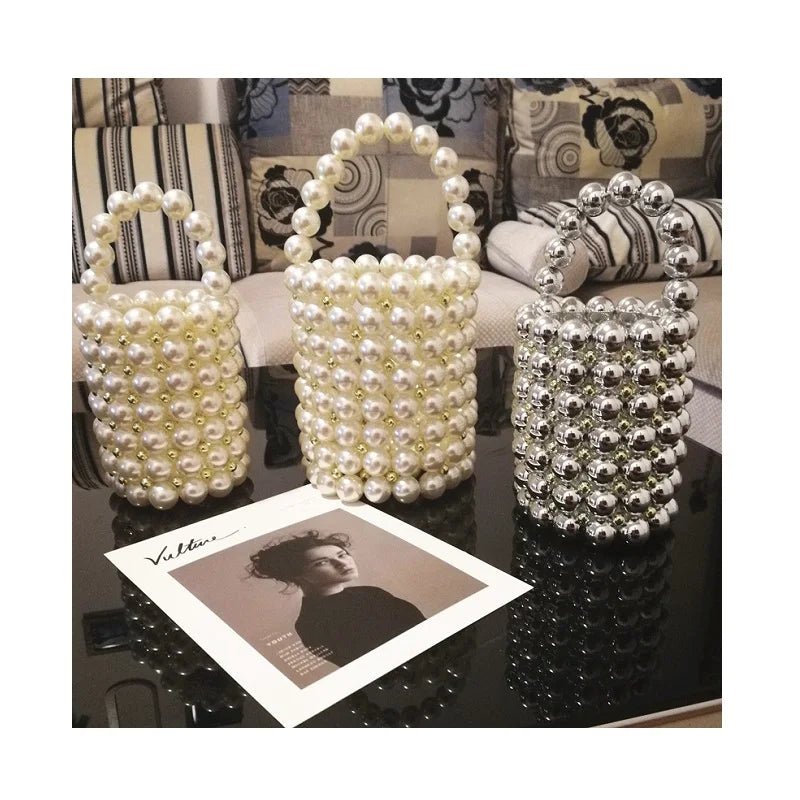 Small Group Foreign Style Dinner Package Summer Small Fresh fairy String Pearl Big Pearl Bucket Bag Girl - Zeprah