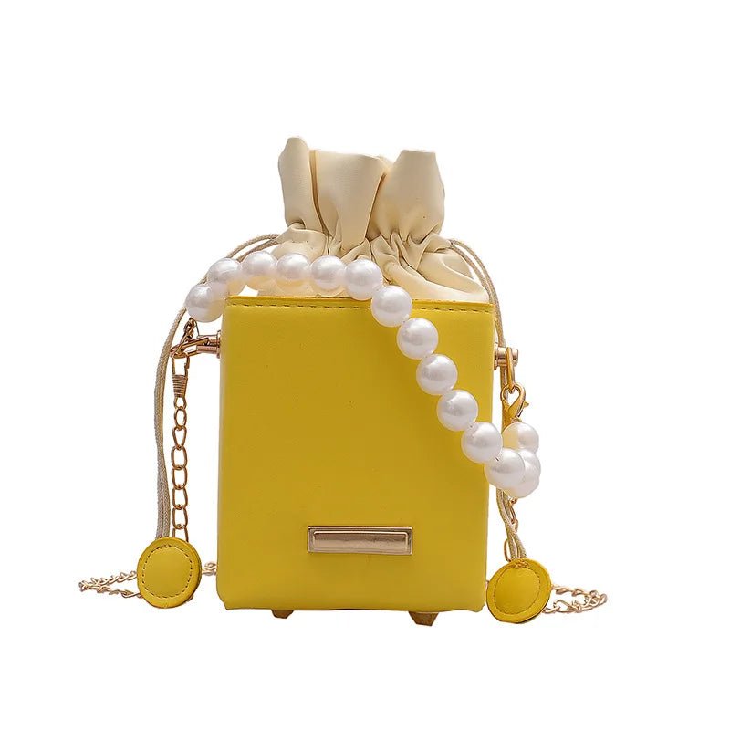 Small Leather Lined Messenger Shoulder Handbag Mini Bolsas Girl Purse Bag Fashion Women's Pearl Square Bag - Zeprah