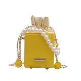 Small Leather Lined Messenger Shoulder Handbag Mini Bolsas Girl Purse Bag Fashion Women's Pearl Square Bag - Zeprah