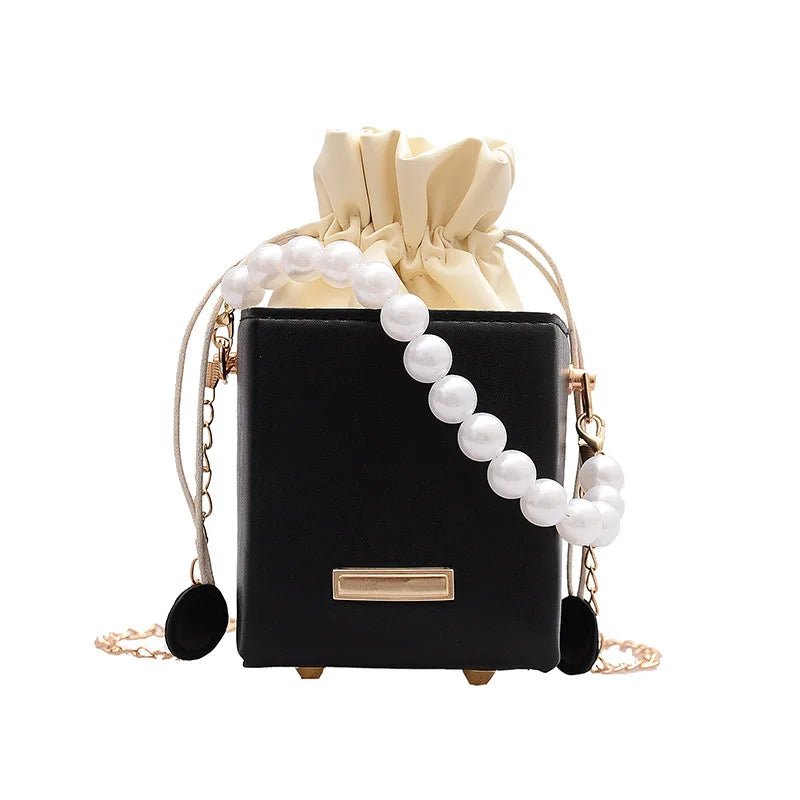 Small Leather Lined Messenger Shoulder Handbag Mini Bolsas Girl Purse Bag Fashion Women's Pearl Square Bag - Zeprah