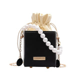 Small Leather Lined Messenger Shoulder Handbag Mini Bolsas Girl Purse Bag Fashion Women's Pearl Square Bag - Zeprah