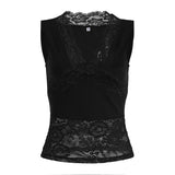 Soft Knitted Ribbed Eco - Friendly Breathable Casual Tank Top with V Neck and Lace Trim Slim Fit Stretchy Spandex/Polyester - Zeprah