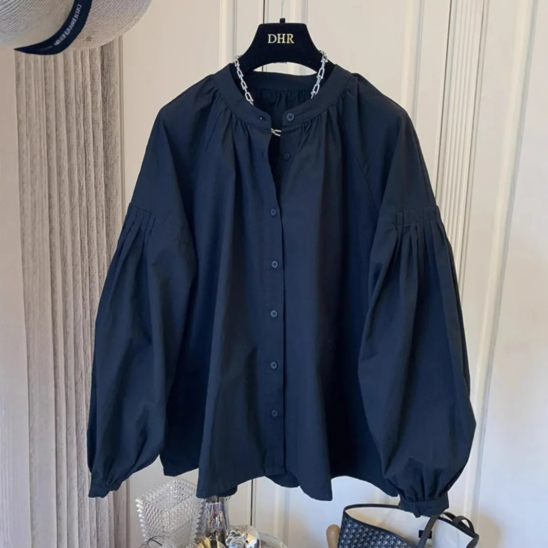 solid long - sleeve blouse New design French - style woman's shirt comfortable Shirt - Zeprah