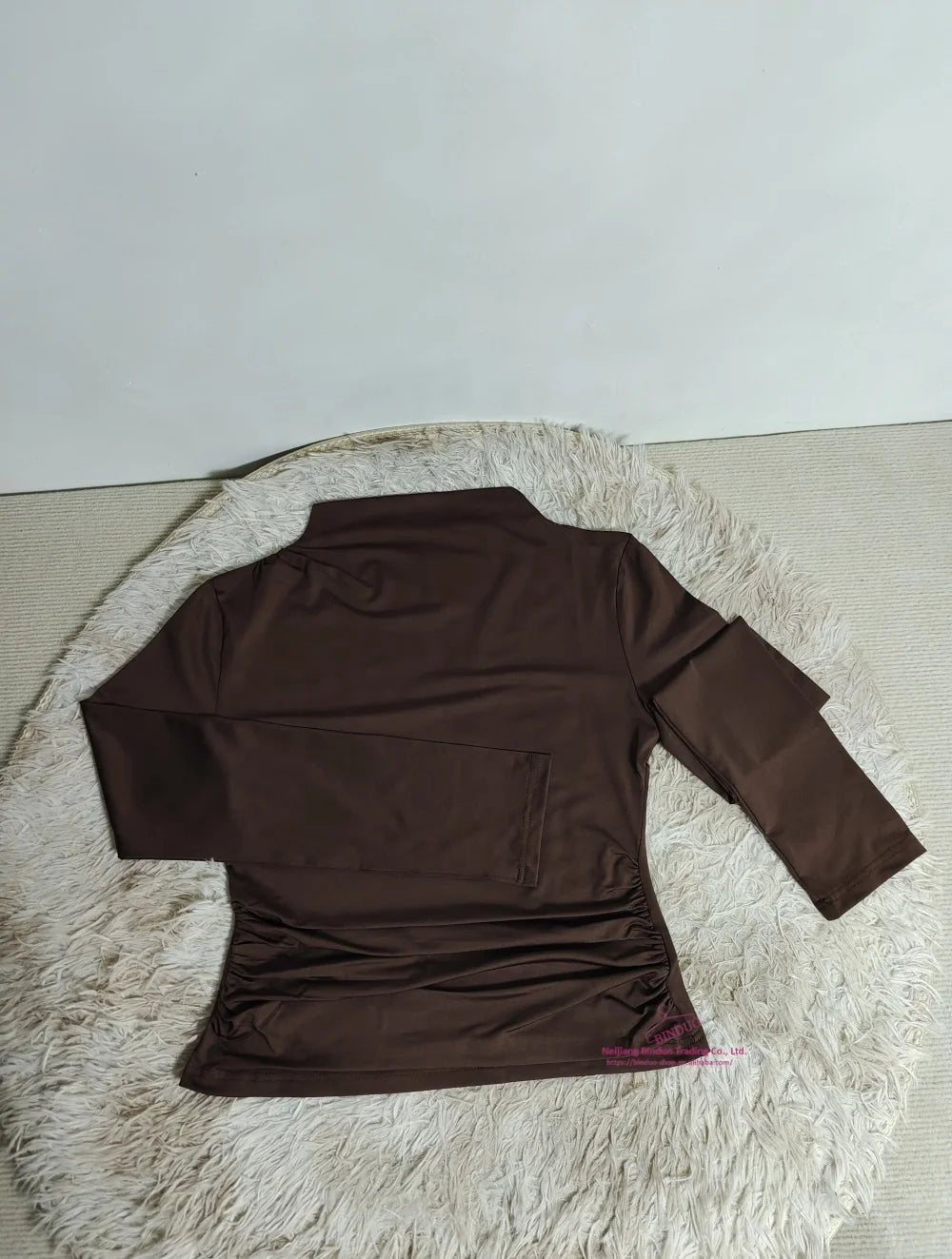 Solid Ruching Long Sleeve Base Shirt Best Sale Long - sleeved Top Slim - fit Base Top - Zeprah