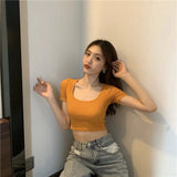 Solid Women's Clothing Fashionable Graphic Tee Versatile Short Sleeve T-shirt - Zeprah