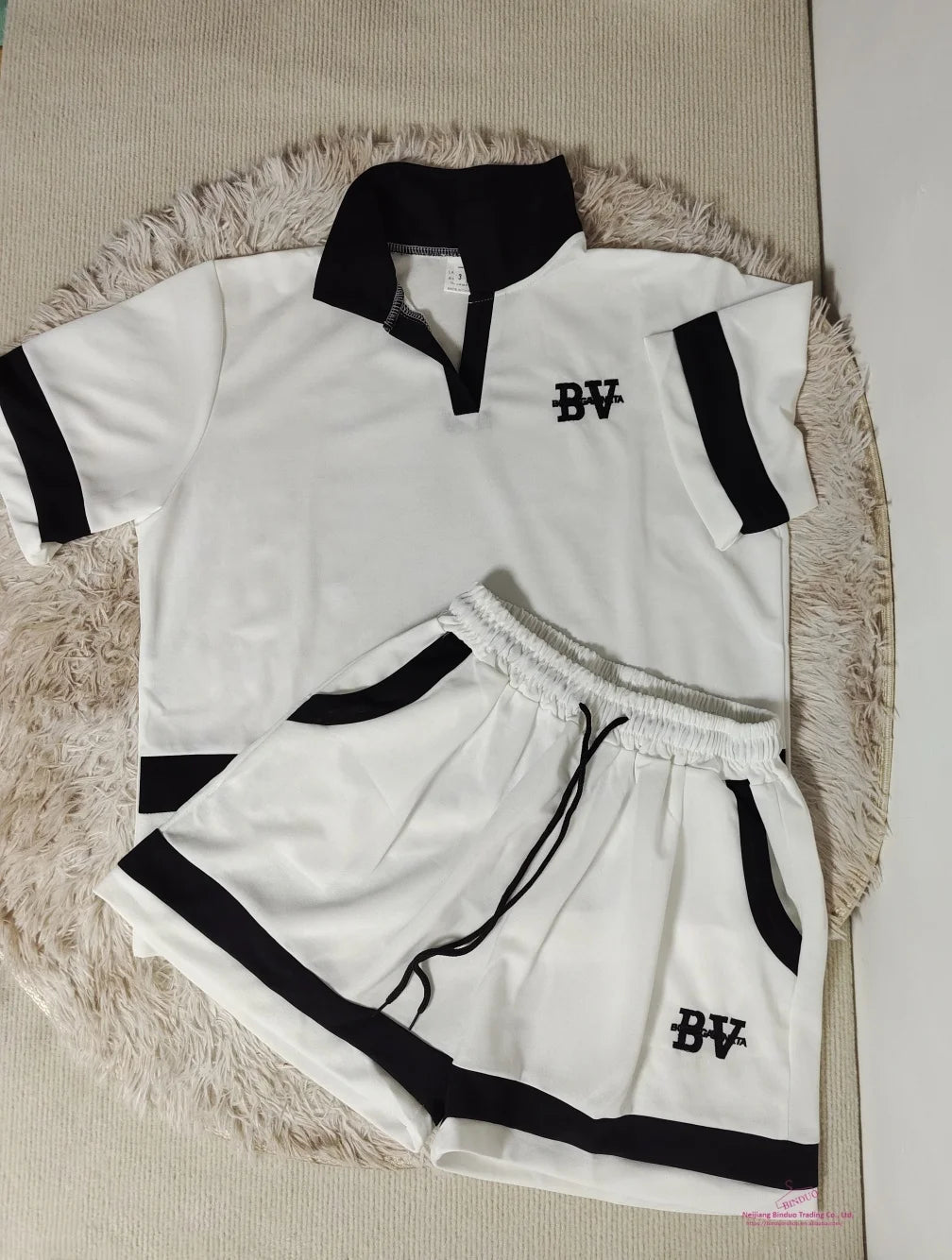Splice Contrast Women's Top and Shorts Set Fashionable Women's Casual Sets Loose Women's Sportswear Sets - Zeprah