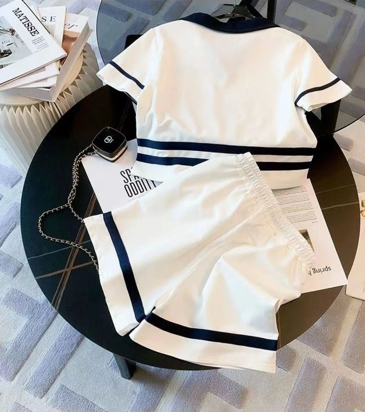 Splice Contrast Women's Top and Shorts Set Fashionable Women's Casual Sets Loose Women's Sportswear Sets - Zeprah