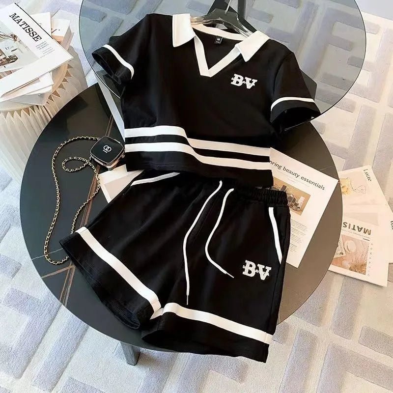 Splice Contrast Women's Top and Shorts Set Fashionable Women's Casual Sets Loose Women's Sportswear Sets - Zeprah