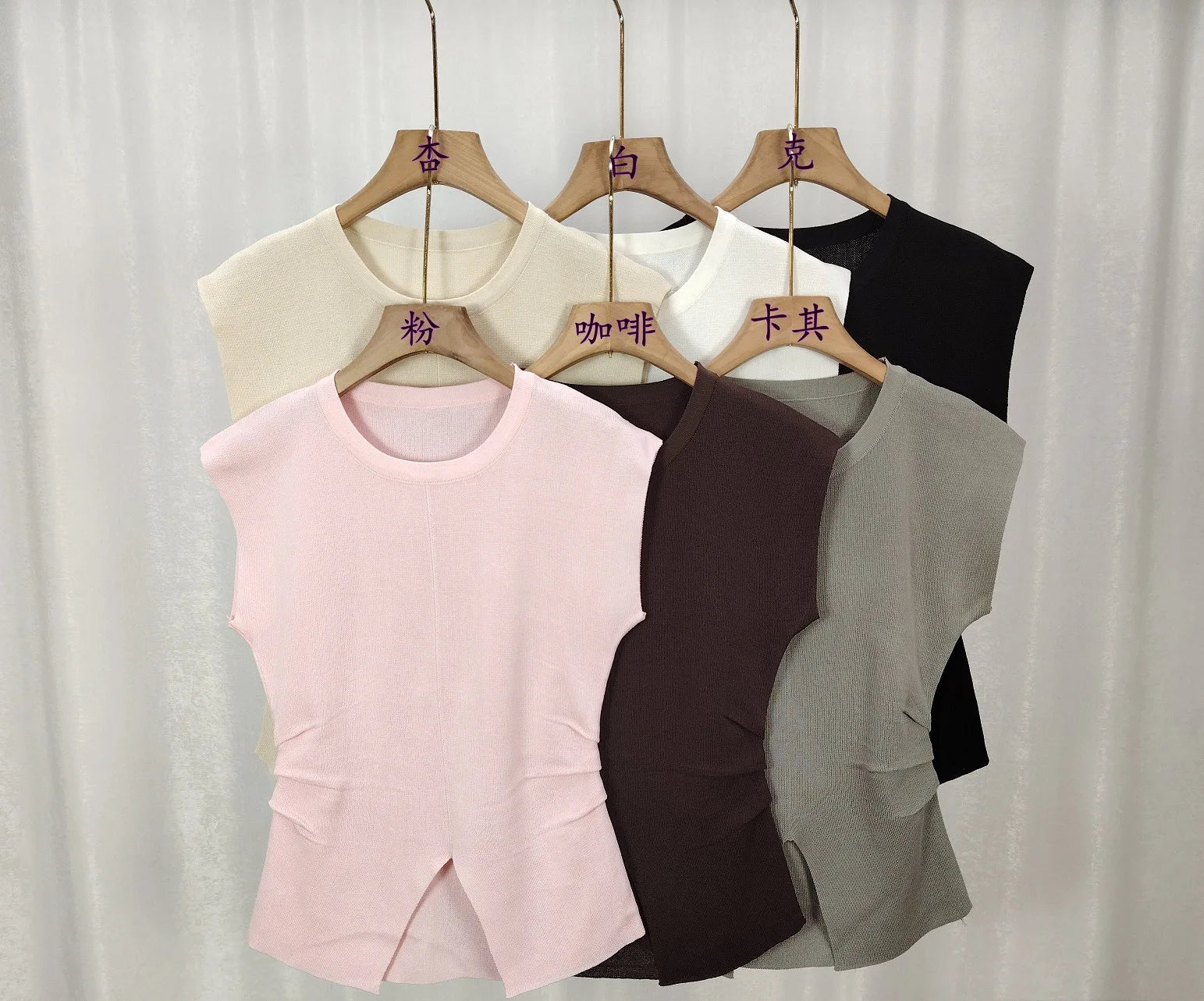 Split Top Short Sleeve T-shirt Knitted Tops for Women Sleeveless T-shirt - Zeprah