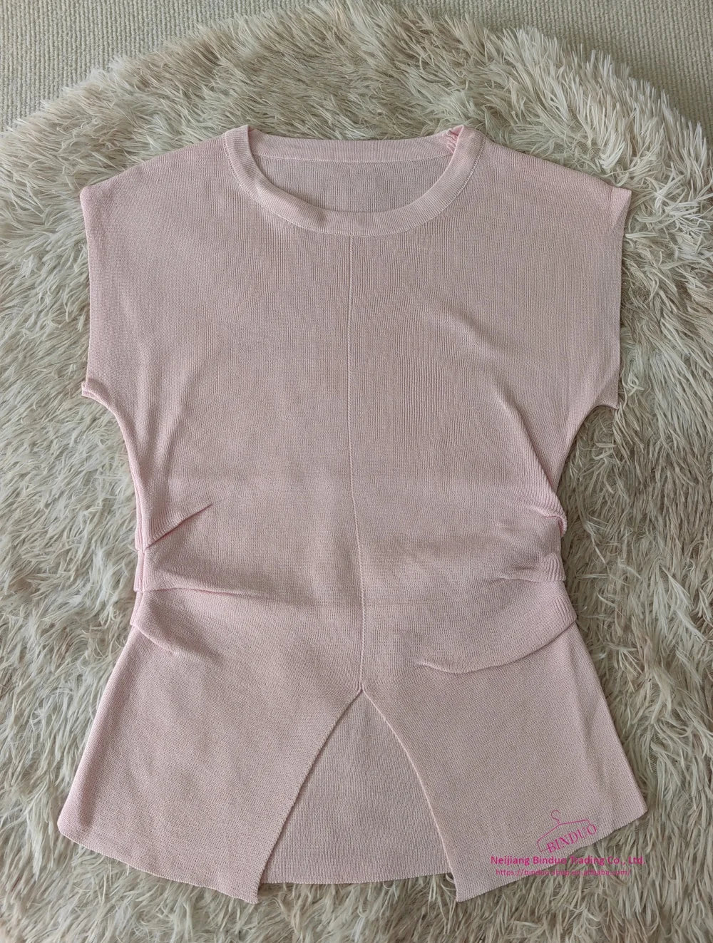 Split Top Short Sleeve T-shirt Knitted Tops for Women Sleeveless T-shirt - Zeprah