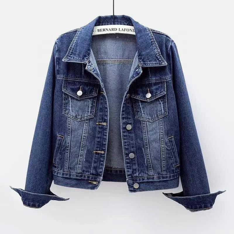 Spring and Autumn Denim Coat Women's Short Simple All - match Jacket Single - breasted Trendy Coat - Zeprah