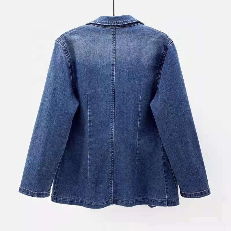 Spring and Autumn New Denim Coat Women's Loose - fit Solid Color Cardigan Collar Outer Wear One Button CoatTrendy - Zeprah