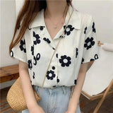 Spring and Summer New Design Women's T-shirts Loose Slimming Tops for Women Chic Floral Short - Sleeved Shirt - Zeprah