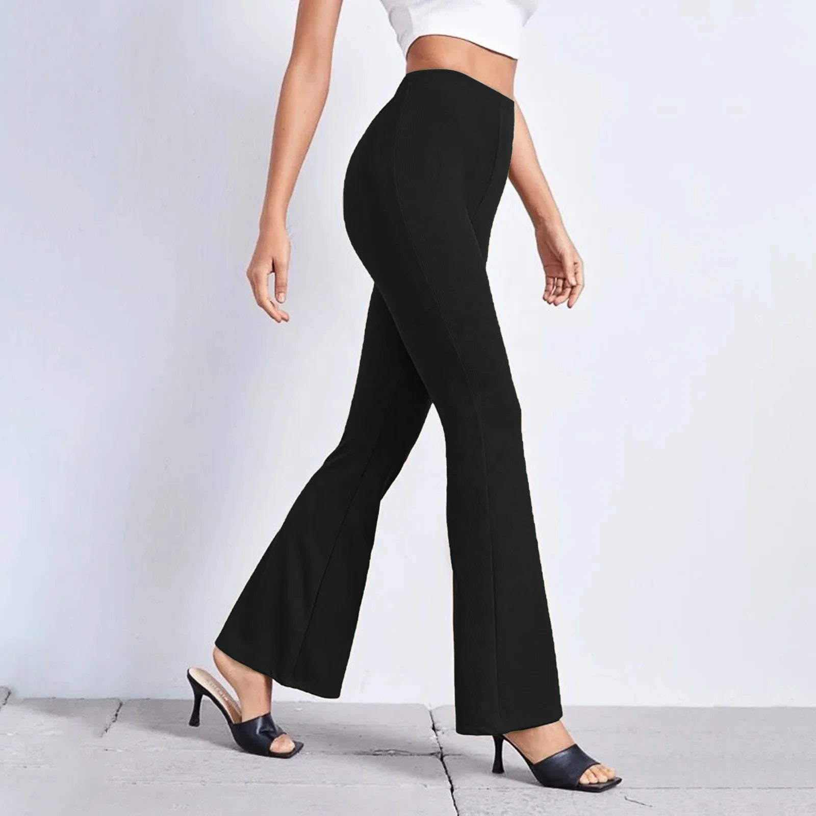 Spring and Summer Thin Solid Color Slim Stretch Flared Pants European and American Casual Sports Pants Yoga Training Pants - Zeprah