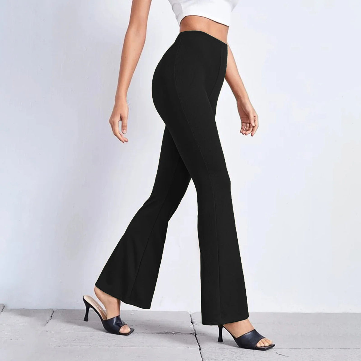 Spring and Summer Thin Solid Color Slim Stretch Flared Pants European and American Casual Sports Pants Yoga Training Pants - Zeprah