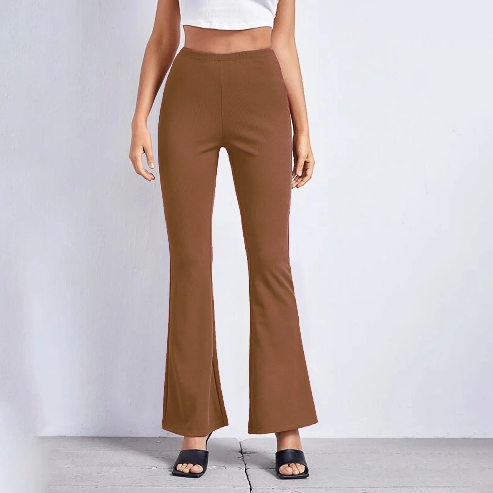 Spring and Summer Thin Solid Color Slim Stretch Flared Pants European and American Casual Sports Pants Yoga Training Pants - Zeprah