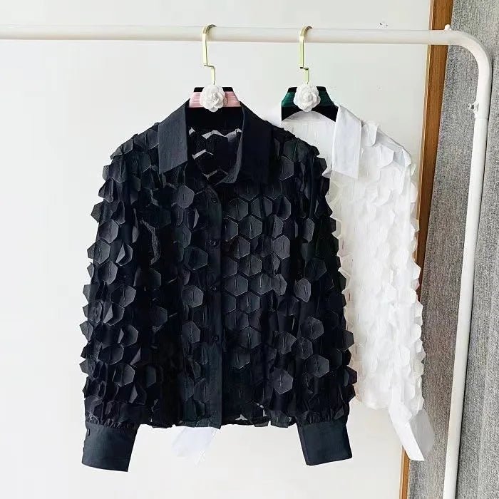 Spring Cute Loose Slimming Top Elegant Design Super Fairy Petal Broadcloth Long Sleeve Shirt for Women - Zeprah