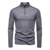 Spring Summer New Men's Solid Blank Turtleneck Collar Long Sleeve Half Zipper Anti - Pilling Base Shirt UV Protection - Zeprah