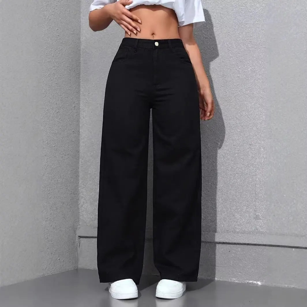 Spring Summer Vintage Washed Vintage Jeans Loose Casual Straight Fashion Trend Wide Leg Long Jeans - Zeprah