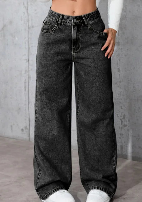 Spring Summer Vintage Washed Vintage Jeans Loose Casual Straight Fashion Trend Wide Leg Long Jeans - Zeprah