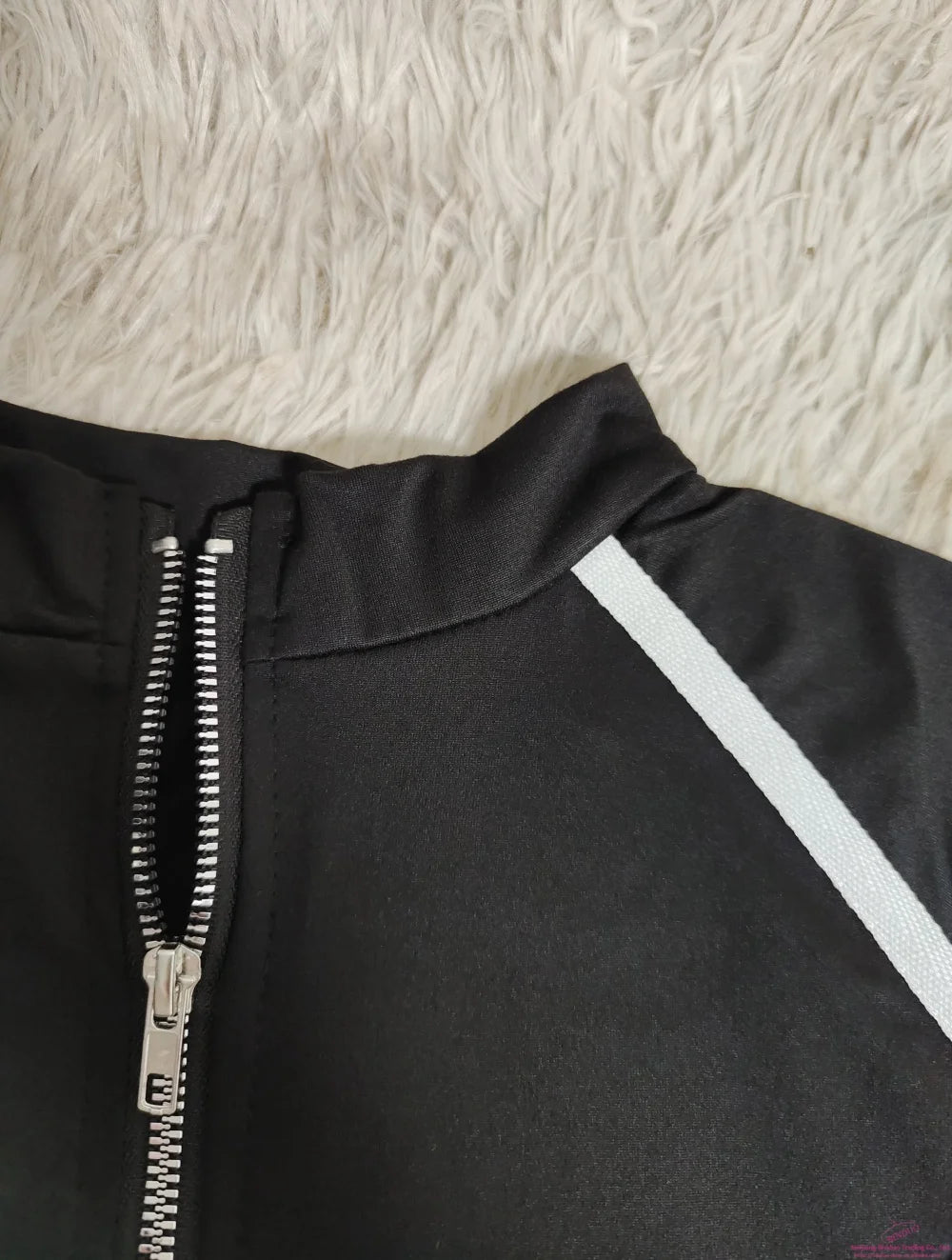 Stand Collar Graphic Tee Zipper Tops for Women Embroidery Short - Sleeved Tee - Zeprah