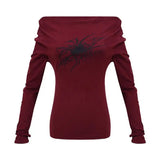 Straight Shoulder Base Sweater Oblique Shoulder Long Sleeve T-shirt Slim - fit Long Sleeve Short Top - Zeprah