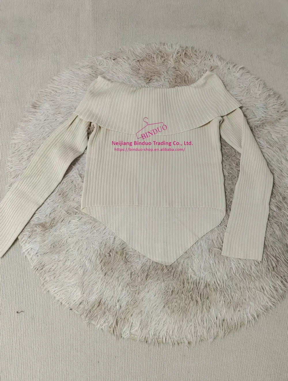 Straight Shoulder Long Sleeve Base Shirt Irregularity Long - sleeved Top Bow Long Sleeve Knit Base - Zeprah