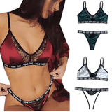 Strappy Lace Bra and Hipster Lingerie Set - Zeprah