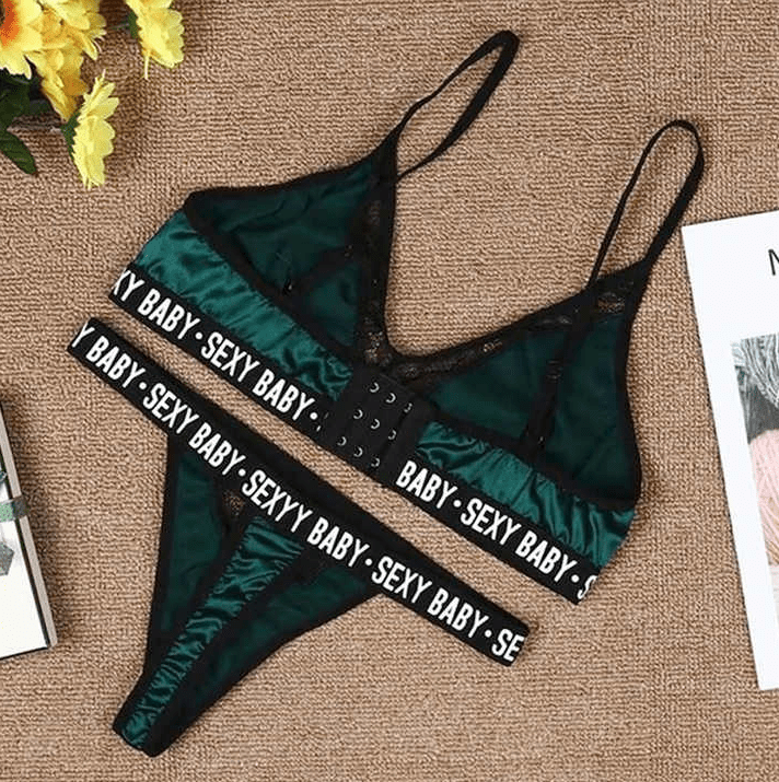 Strappy Lace Bra and Hipster Lingerie Set - Zeprah