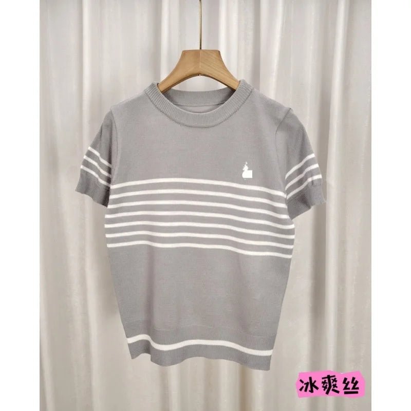 Streak Graphic Tee Loose - fit Tops for Women Crewneck Versatile Short - Sleeved Tee - Zeprah