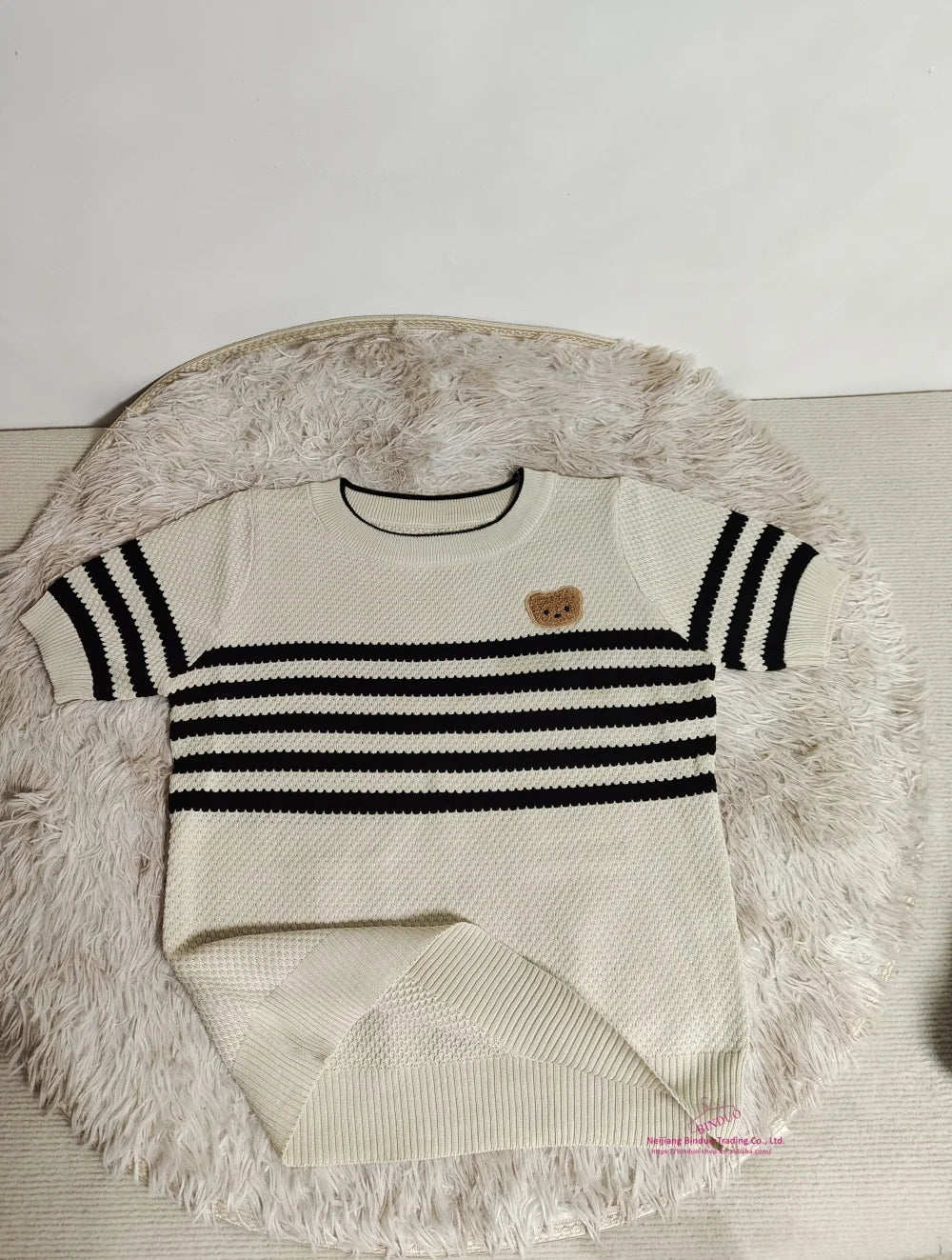 Streak Knitted Crop Top Ice Silk Women's Clothing Versatile Short - Sleeved Tee - Zeprah