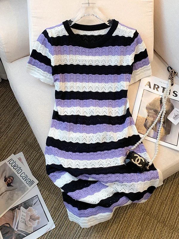 Streak Sweater Dresses Loose - fit Women's Dresses Ice Silk Dress - Zeprah