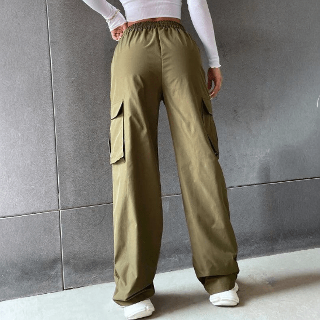 Streetwear Cargo Pants with Elastic Waist - Zeprah